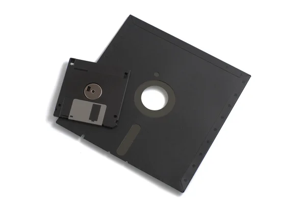 Two Black Floppies Smoll Big — Stock Photo, Image