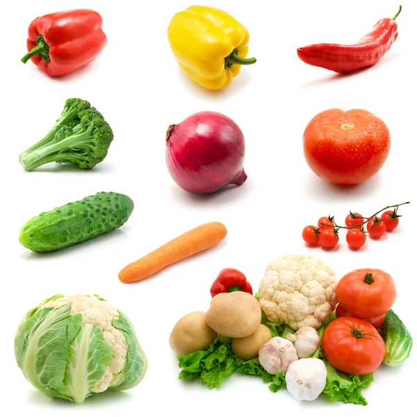 Zelenina Izolovaných Bílém Pozadí — Stock fotografie