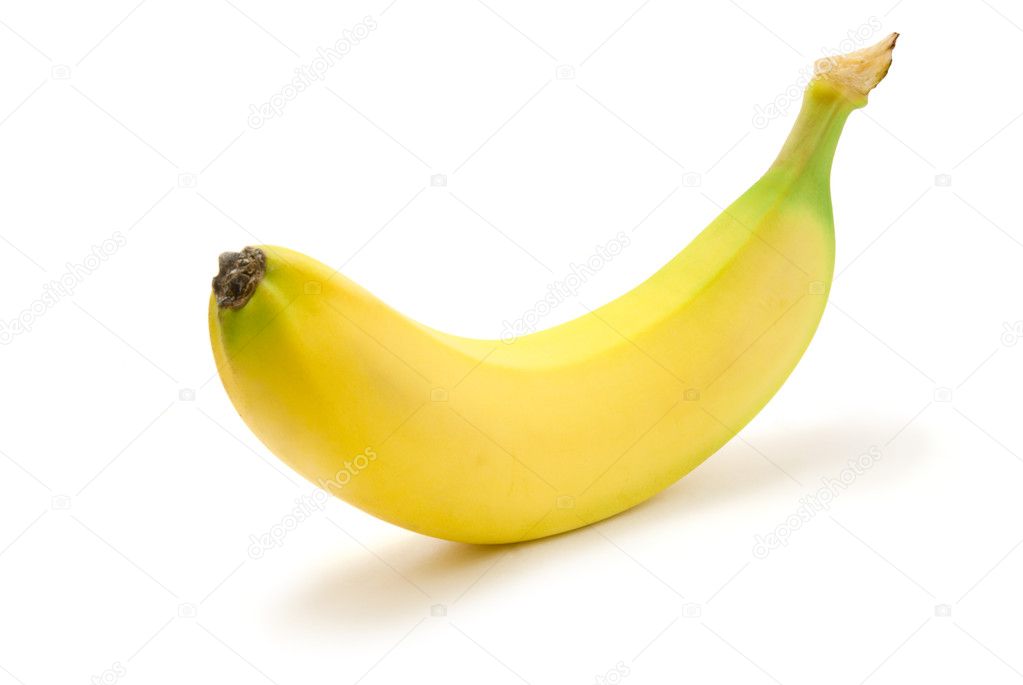 One banana isolated on the white background