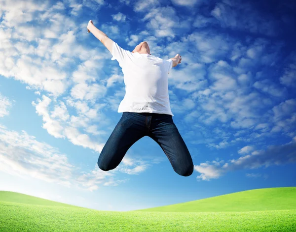 Jumping Happy Young Man — Stock Photo, Image