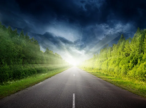 Stormy Sky Road Forest Royalty Free Stock Photos