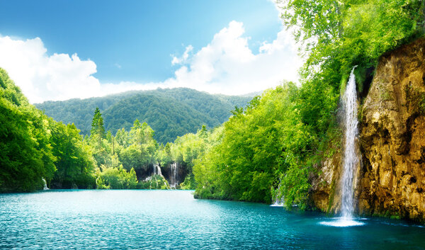 Waterfall in deep forest of Croatia
