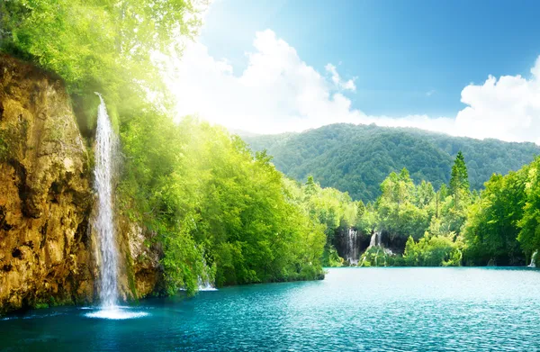 Водопад Глубоких Лесах Хорватии — стоковое фото