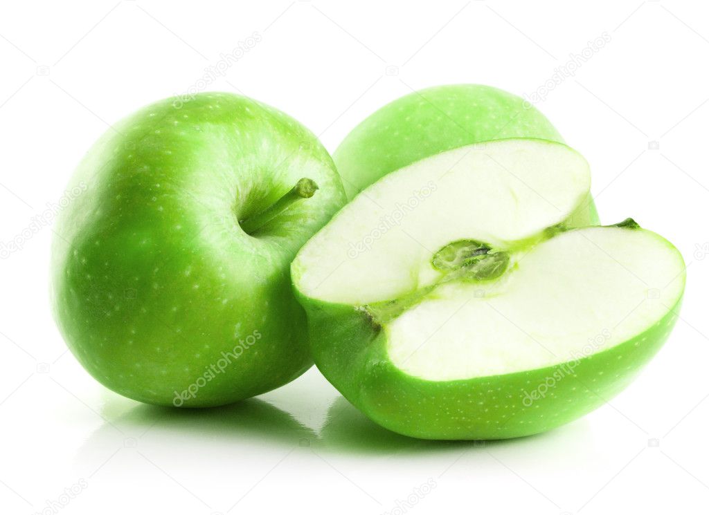Green apple isolated on the white