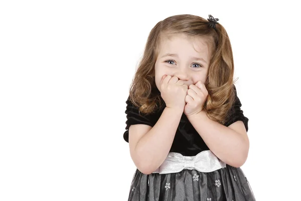 stock image Girl holds mouth in suspense