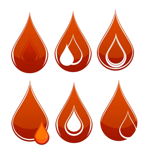 Zestaw kropli krwi czerwony — Wektor stockowy