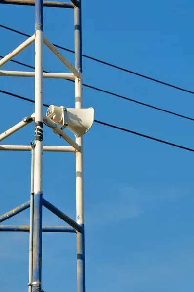 Loudspeakers Communication Concept Blue Sky Background — Stock Photo, Image