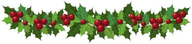 Christmas holly garland. Vector illustration