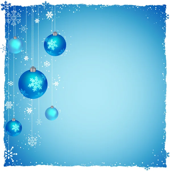Ano Novo fundo de Natal com flocos de neve e bolas — Vetor de Stock
