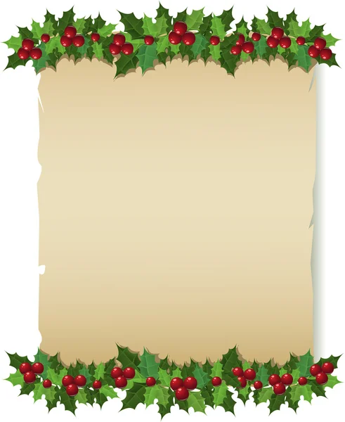 Kerstmis holly papier wenskaart — Stockvector