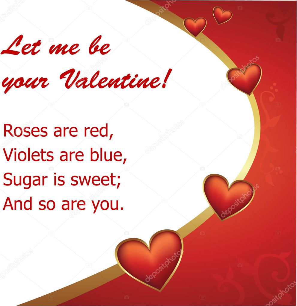 Valentine's Day hearts poem postcard