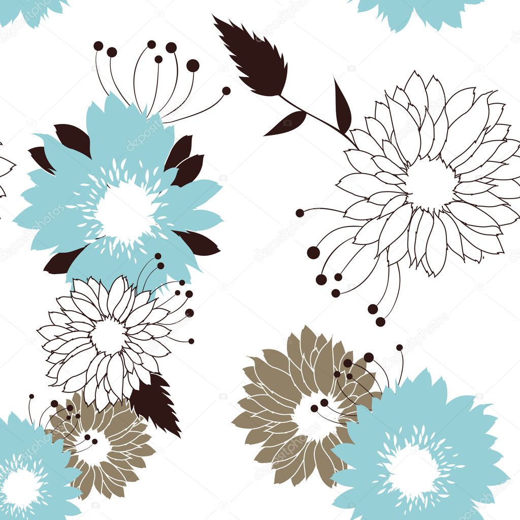 Flowers seamless retro pattern
