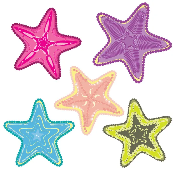 Set of colorful starfishes — Stock Vector
