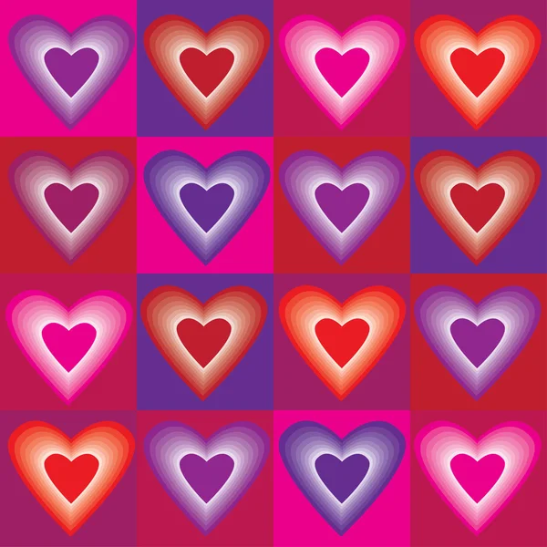 Färgglada hjärtan mönster — Stock vektor