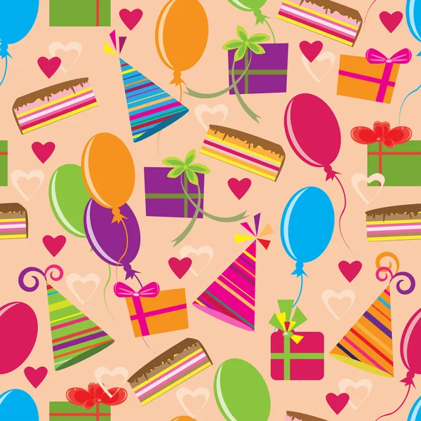 Seamless pattern with Happy birthday motives — Stock Vector