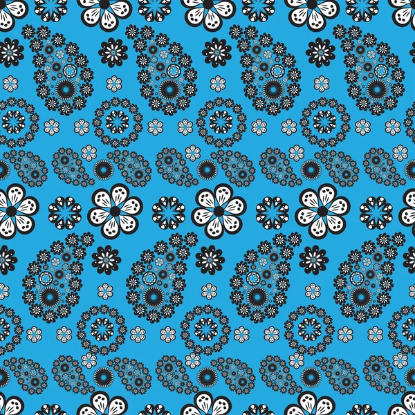 Paisley stile motif sur fond bleu — Image vectorielle