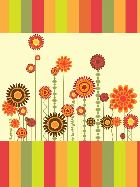 Grußkarte mit Blumen und Streifen — Stockvektor