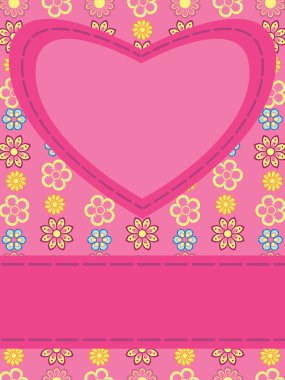 Greeting card with heart on floral background clipart