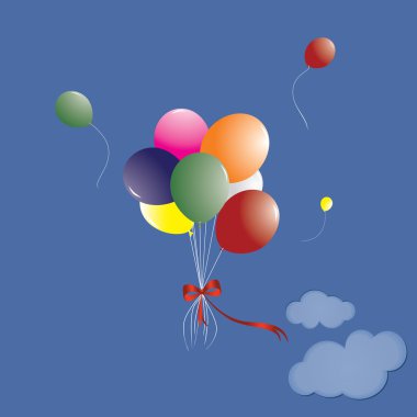 Many-coloured balloons clipart