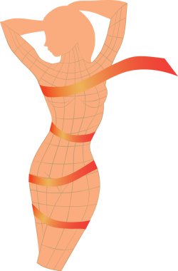 Woman's body with orange ribbon. Vector illustration. clipart