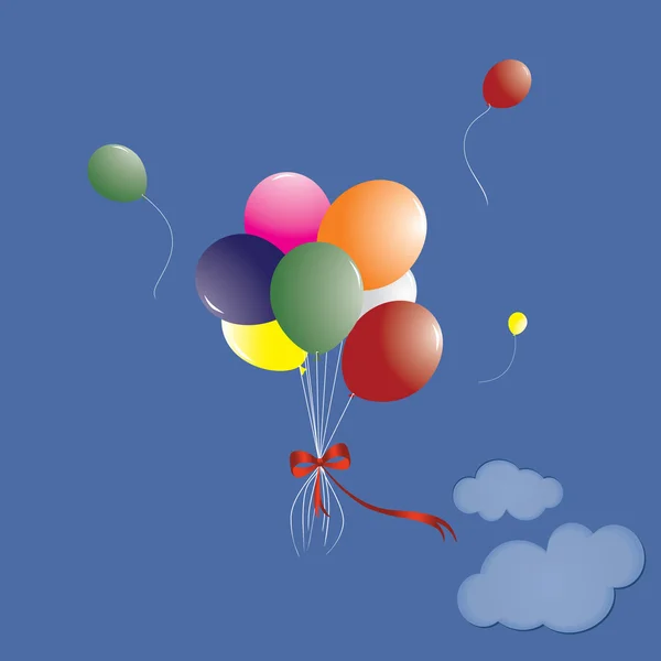 Wiele kolorowe balony — Wektor stockowy