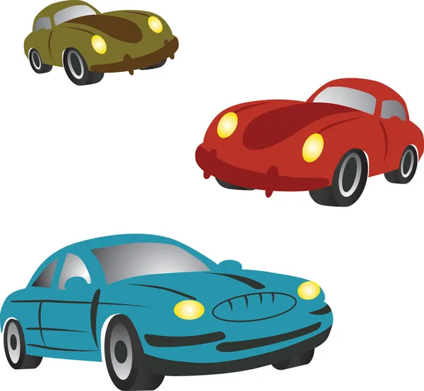 Σύνολο Εικονιδίων Αυτοκίνητα Κινούμενα Σχέδια Εικονογράφηση Φορέας — Διανυσματικό Αρχείο