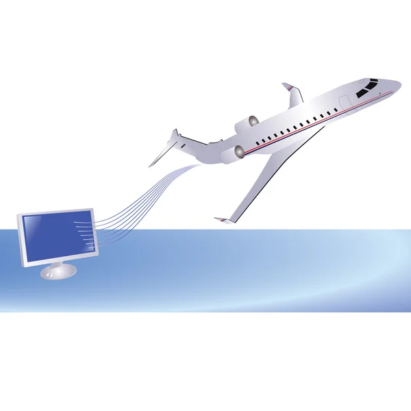 Flygplan och dator — Stock vektor