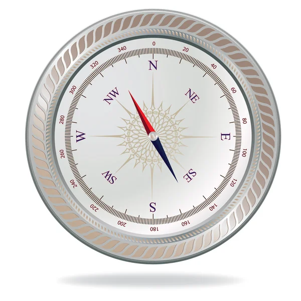 Vektorové Ilustrace Retro Stříbrný Kompas — Stockový vektor