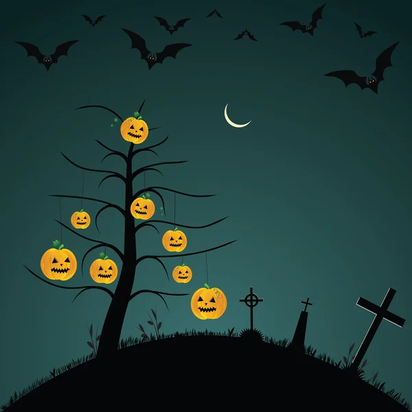 Sfondo Halloween Con Pipistrelli Zucche Elementi Design Illustrazione Vettoriale — Vettoriale Stock