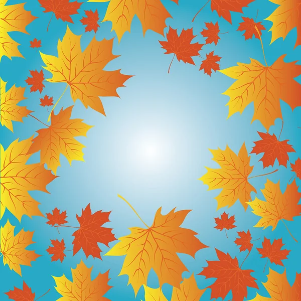 Autumn Leaves Background Blue Sky — Stock Vector