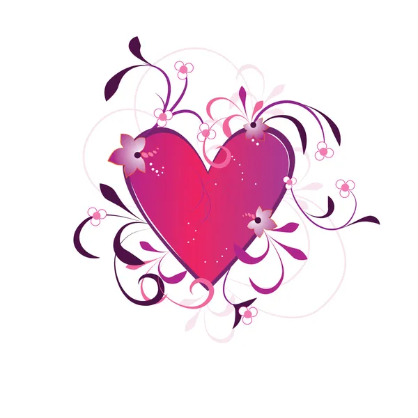 Fondo San Valentín Con Corazón Flores Círculo Elemento Para Diseño — Archivo Imágenes Vectoriales