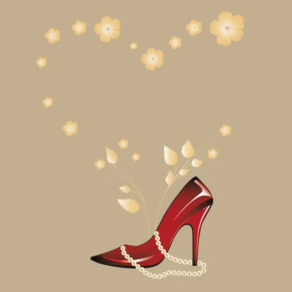 Zapato mujer brillante rojo — Vector de stock