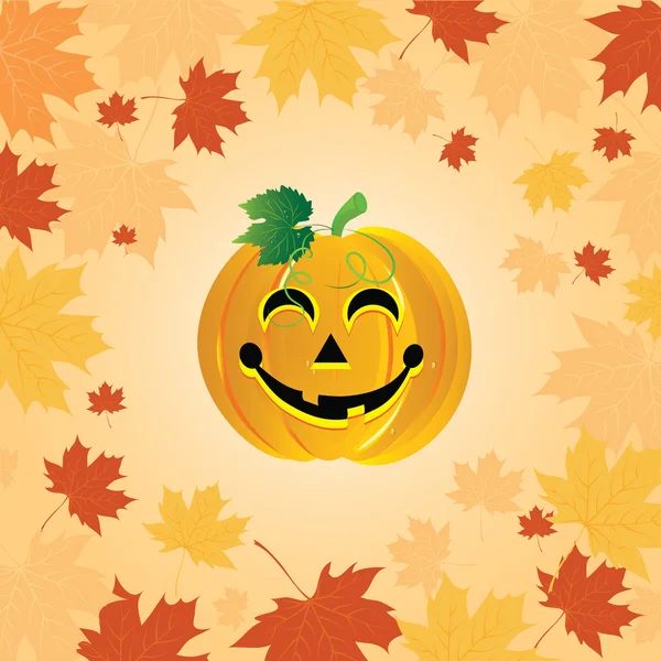 Halloween Dýně Podzimní Listí Vektorové Ilustrace — Stockový vektor