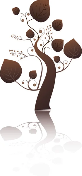 Albero Stilizzato Con Foglie Disegno Illustrazione Vettoriale — Vettoriale Stock