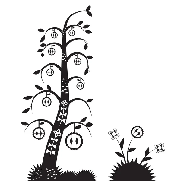 Stilisierter Baum Mit Blättern Zur Gestaltung Vektorillustration — Stockvektor