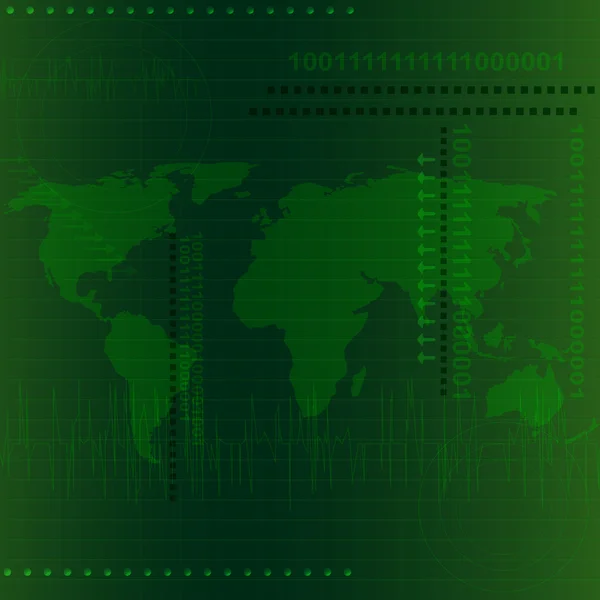 stock vector Tech background with software code lines and earth map.