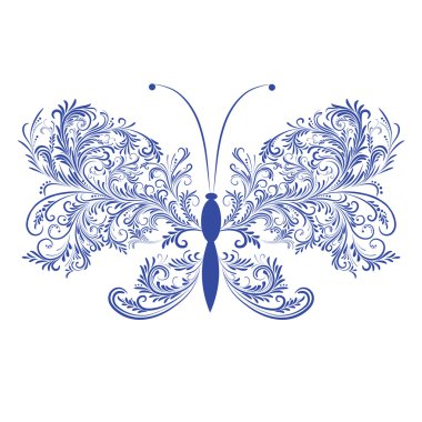 Abstract floral butterfly clipart