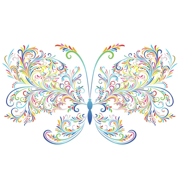 Farfalla Floreale Astratta Elemento Design Illustrazione Vettoriale — Vettoriale Stock