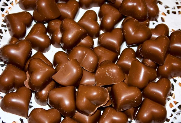 心形巧克力 甜背景 — 图库照片