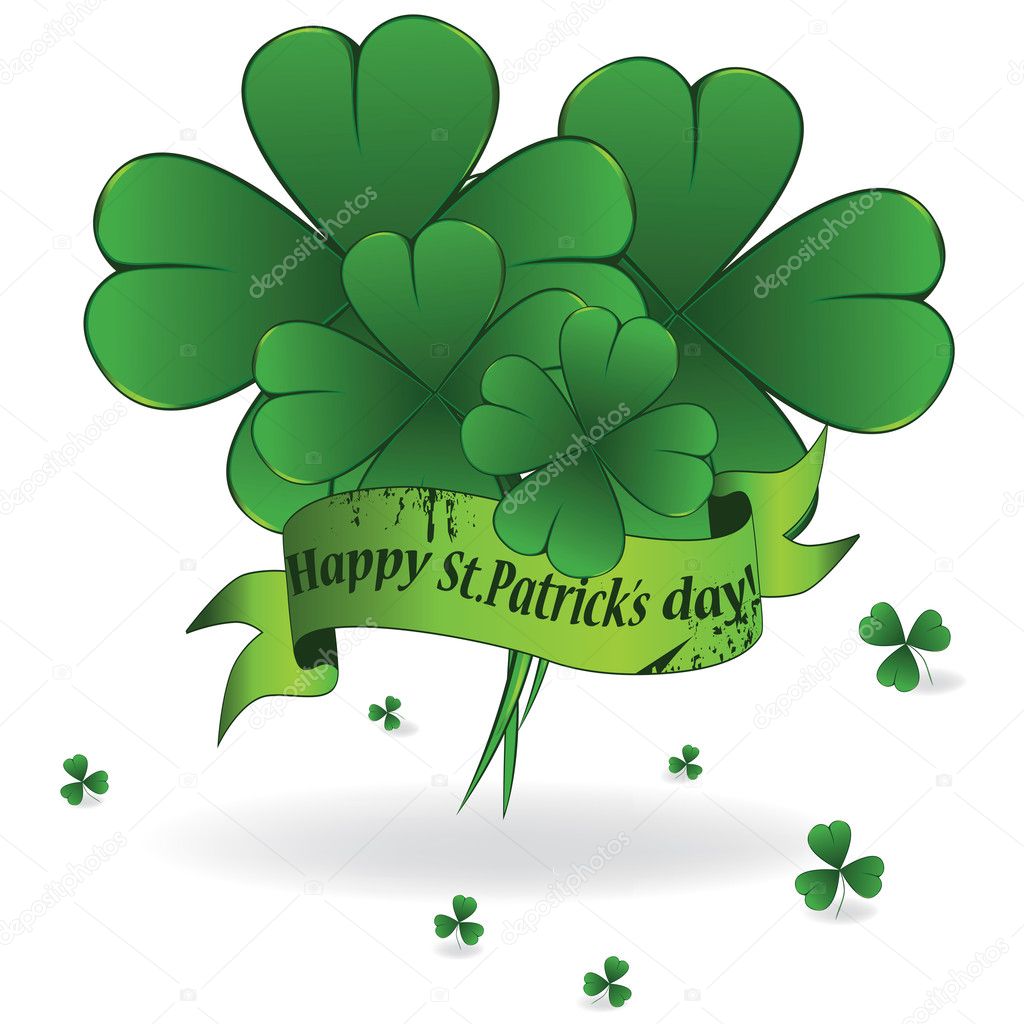 Background to St. Patrick's Day with clover and ribbon, element for design