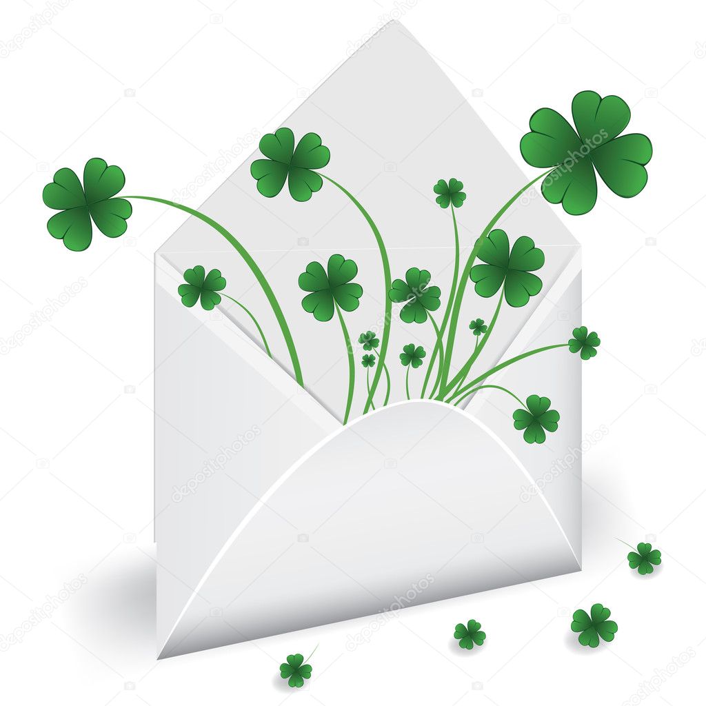 Open envelope with clover