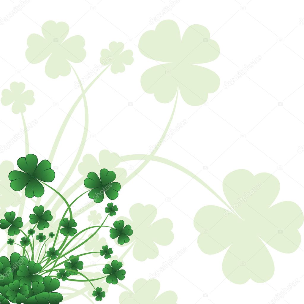 Floral ornate background to St. Patrick's Day with clover. Vector iilustration.