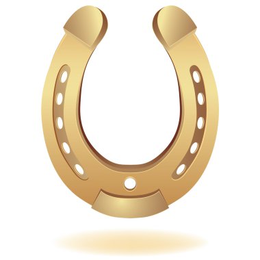 Gold horseshoe as fortune symbol. Vector illustration. Element for design. clipart