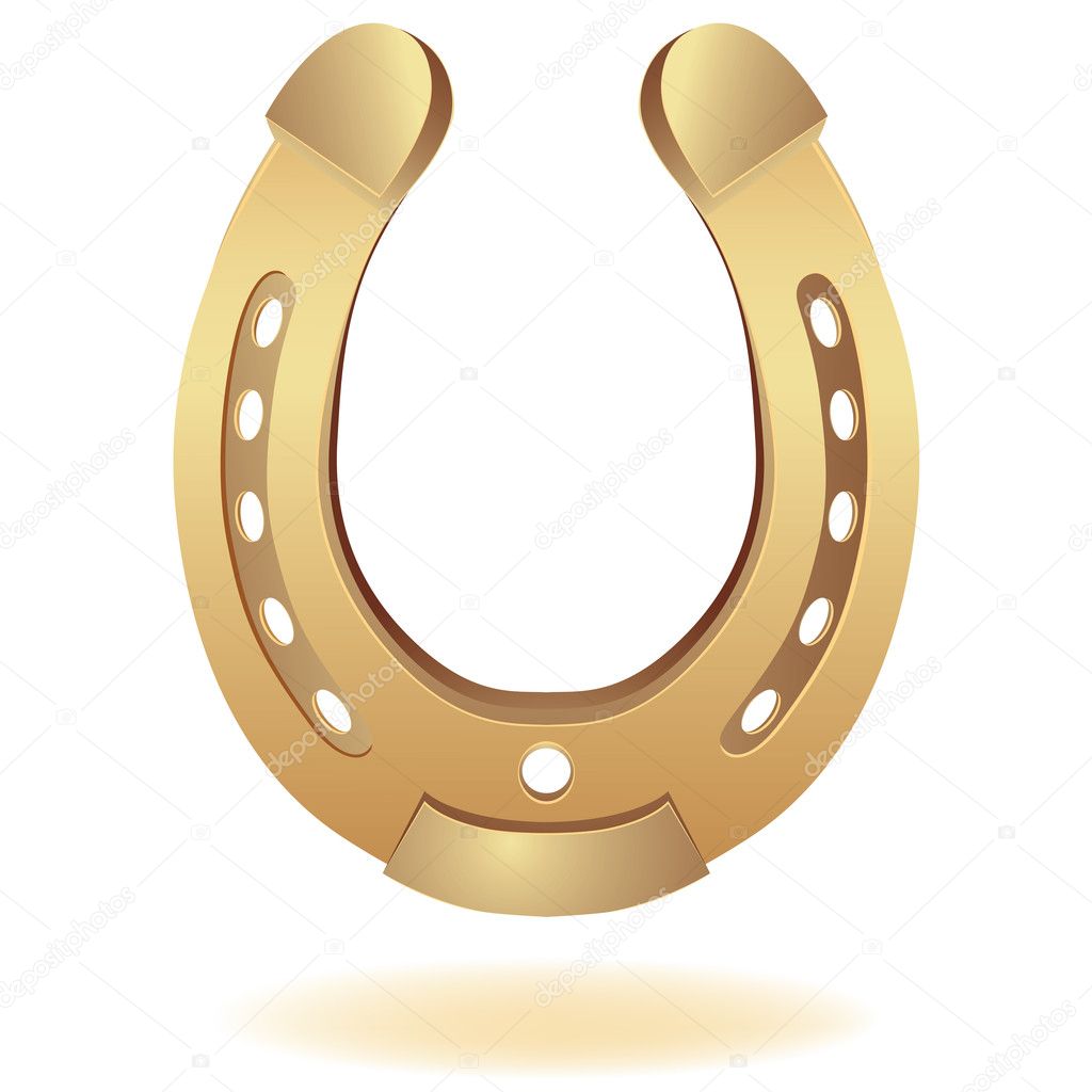 Gold horseshoe as fortune symbol. Vector illustration. Element for design.