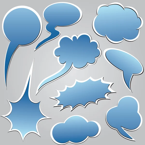 Discurso Azul Pensamento Bolha Nuvem Diálogo Ilustração Vetorial Elementos Para — Vetor de Stock