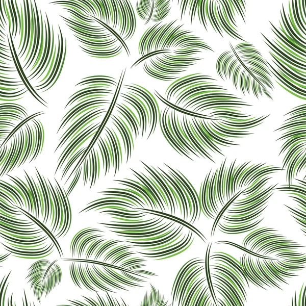 stock vector Seamless pattern with green leaf leaves on white background
