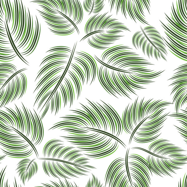 Seamless pattern with green leaf leaves on white background