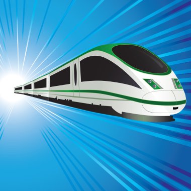 High-speed train on abstract tunnel background clipart