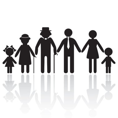 Silhouettes of family clipart