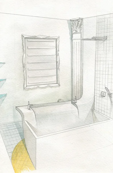 Rysunek łazienki wnętrza — Zdjęcie stockowe